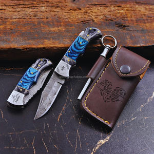 Couteau de poche à marque privée en acier Damas, manche en bois, couteau pliant EDC, style traditionnel, qualité OEM, qualité supérieure, vente chaude - Product Image 1