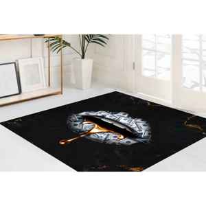 Tapis imprimé Dollar et Lèvres : Motif Dollar moderne, design sensuel, tapis doux non tissé - Product Image 1