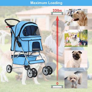 Cochecito para mascotas de color personalizado, con ruedas a prueba de golpes, interior suave y construcción plegable para viajes, tamaño de coche, tamaño de 1/2" - Product Image 5