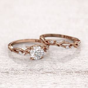 Conjunto de anillo de compromiso de ramita Premium 1Ct Moissanite Conjunto de anillo de bodas de plata Joyería nupcial elegante Venta al por mayor Proveedor en línea - Product Image 6