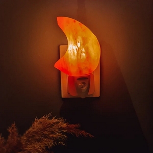 โคมไฟกลางคืนหิมาลัยโรซ่า 15 วัตต์ 750 ก. รูปทรงพระจันทร์แกะสลัก ไฟ LED สีขาวนวล - Product Image 2