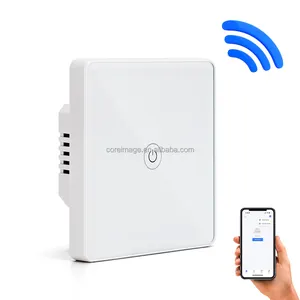 Tuya App Remote Control Wifi 1/2/3 Gang EU/UK Type Smart Touch Switch Tempered Glass Panel Light Switch