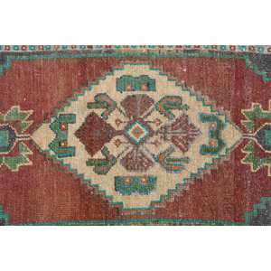 Tradicional marrón verde 1,5 X 2.9ft alfombra turca Vintage tejido plano de lana con diseño de retazos alfombra de sala de estar respaldo de látex - Product Image 5