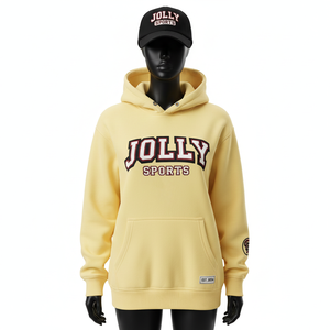 Women Pullover Hoodie 330GSM Fleece Fabric <b>Yellow</b> Custom Embroidered Logo Stylish Streetwear Winter Wear women's basics <b>Hoodies</b> - Product Image 1