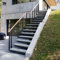 Escalier pliant haut de gamme en acier inoxydable-Solution de villa extérieure moderne durable Cadre solide élégant et conception personnalisée