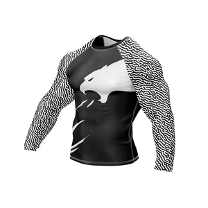 Proveedor de fábrica personalizado sublimado Bjj Jiu Jitsu Rashguards para hombres manga larga Mma compresión Rash Guard - Product Image 5