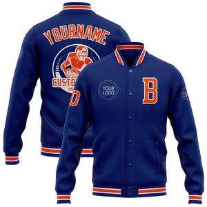 Vente en gros dans l'industrie directe de bombardiers décontractés pour l'hiver personnalisés, royal, orange-blanc veste Letterman - Product Image 1