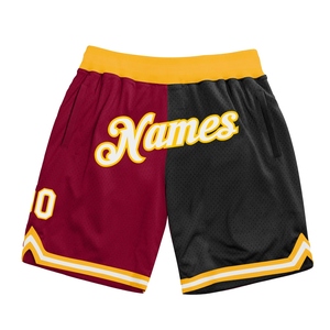 Industrie Direct Engro Sportswear Pantalones cortos de baloncesto Custom Maroon White-Black Authentic Throwback Fashion Basketball Shorts - Product Image 1