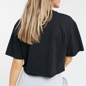 โลโก้ที่กําหนดเอง OEM ลําลองผ้าฝ้ายเปล่าผู้หญิงฤดูร้อนแขนสั้นขนาดใหญ่ Crop Top เสื้อยืดปรับแต่งผู้หญิง Crop Top TEE - Product Image 2