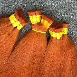 Extensiones de cabello Remy vietnamita recto naranja claro de alta calidad a granel de colores brillantes sedoso sin proveedor de caída al por mayor - Product Image 3