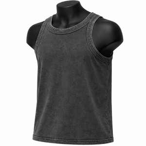 Camisetas sin mangas con logotipo personalizado, 160g, para gimnasio, tallas grandes, de algodón, color liso, ecológicas, transpirables, con cuello redondo, para hombre, camisetas deportivas, ropa de fitness - Product Image 3