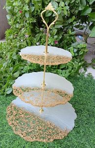 <b>3</b>-<b>Tier</b> Resin Eco-Friendly Handmade <b>Cake</b> <b>Stand</b> with Customized Color Round Circle Serving for Wedding Decorative <b>Cake</b> Tools - Product Image 2