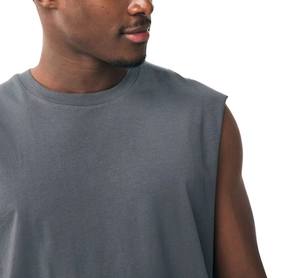 Camiseta sin mangas de secado rápido para hombre, cómoda camiseta elástica de algodón/poliéster para uso durante todo el día, cuello redondo sin mangas - Product Image 5