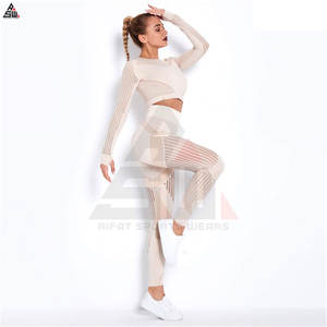 Ensemble de yoga 2 pièces uni grande taille pour femme, sans couture, respirant, séchage rapide, vêtements de sport personnalisés, taille haute avec cordon de serrage et logo frontal - Product Image 6