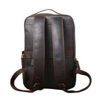 Mochila de Negocios de Lujo Premium para Portátil, Gran Capacidad, Forro de Poliéster, Cuero Genuino Crazy Horse para Hombre, Venta al Por Mayor