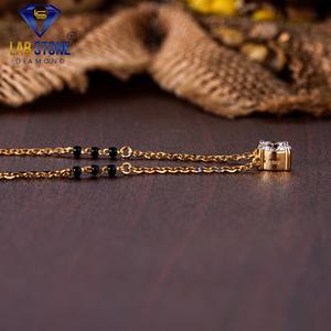 Labstone's 1,00 TDW Round Cut Diamond Yellow Gold Mangalsutra para bodas y regalos Color de la joyería Chapado en rodio de color de la EF-VS - Product Image 2