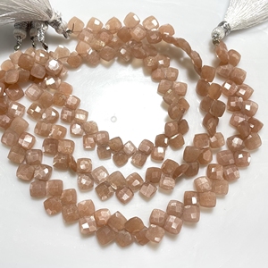 Natural Peach Moonstone Faceted Cushion Shape Beads Side Drill Good Quality <b>Kite</b> Shape Beads - Product Image 1
