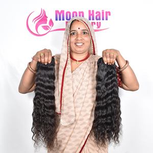 Venta al por Mayor de Cabello Humano Natural de Templo Indio, Producto Original, Cutícula Natural, Aspecto Natural, Rizado, Suave y Sedoso, para Exportación - Product Image 5