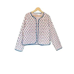 Chaqueta acolchada de algodón indio al por mayor chaqueta unisex con estampado de bloques florales chaqueta de invierno de manga larga para mujer hecha a mano - Product Image 1