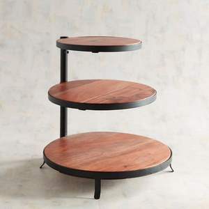 Présentoir à gâteaux rond en bois massif pour mariages rustiques cuisines modernes ou thèmes de table à dessert d'inspiration vintage classique - Product Image 2