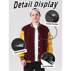 Veste universitaire en satin OEM 2025 100% polyester Sports d'équipe personnalisés et logo du nom du club Baseball Letterman University Varsity Jacket - Product Image 4