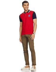 Polo régulier pour hommes Couleur rouge solide Manches contrastées Design RK Sports Manufacturing Company of custom polos RK-PS-001 - Product Image 3