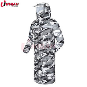 Fluorescent Green Reflective Strip Widened <b>Packable</b> Hooded Waterproof Long Rain Jacket for Adults Reflective Outdoor Rainwear - Product Image 2