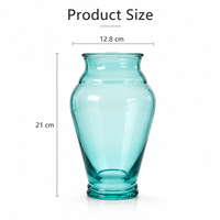 Jarrón de Vidrio Clásico Tipo Urna, 21 cm, Transparente, para Decoración del Hogar, Bodas, Hoteles y Floristerías, Venta al Por Mayor