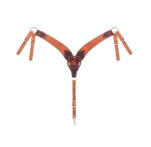 Collier de selle western pour chevaux Trail Pleasure Tooled Black Barrel Roping Plastron en cuir noir avec design usiné - Product Image 1