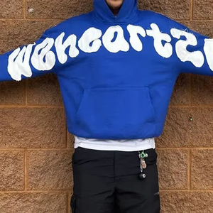 Best Price Low MOQ Custom Manufacturer <b>Men</b> Boxy Fit <b>Pullover</b> <b>Men</b> Hoodies Distressed Embroidery Unique Design Autumn Winter Wear - Product Image 5