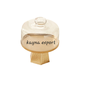 Support à gâteau rond blanc décoratif fantaisie avec dôme en verre ambré, plaque en métal très vendue pour la décoration de gâteaux de mariage et d'anniversaire - Product Image 4