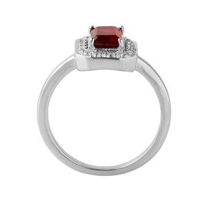 แหวนเพชรพลอยทับทิมธรรมชาติและโทแพซสีขาวสำหรับผู้หญิงจาก Shah Gems แหวนเงินแท้ 925 - Product Image 2