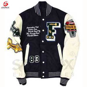 เสื้อแจ็กเก็ตสำหรับผู้ชายเสื้อแจ็กเก็ตเบสบอลตัวขนแกะแขนเสื้อปักสำหรับฤดูหนาวงานตามสั่ง2024 - Product Image 2