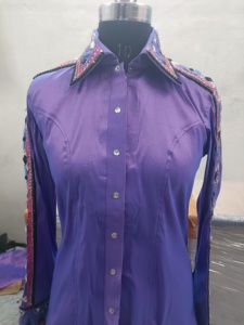 100 pour cent de verre matériel Western Showmanship chemise d'équitation équestre lavande Stretch taffetas Blings cheval de haute qualité - Product Image 2