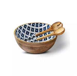 Couverts Émail Impression En Bois Bol De Service Cuillères Ensemble Nouveau Look Résine De Bois Durable Étalage Carton Emballage Bol De Service Cuillère Ensemble - Product Image 6