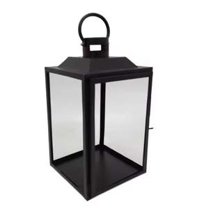 Linterna colgante de exterior de forma cuadrada para decoración del hogar, venta al por mayor a granel, Venta caliente, atractivo Color rojo, vidrio y hierro hechos - Product Image 1