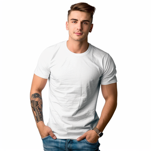 T-shirt en coton Spandex pour hommes en gros T-shirt athlétique à séchage rapide T-shirt blanc de sport d'entraînement de coupe musculaire - Product Image 2