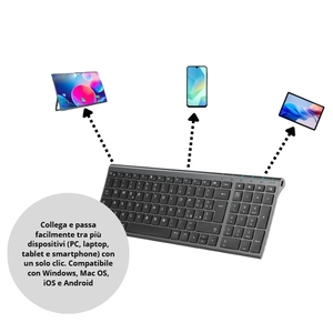Teclado Ergonómico Ultrafino con Bluetooth 5.1 y USB-C, Teclado Numérico, Recargable, Acceso Multidispositivo, Producto Premium - Product Image 6
