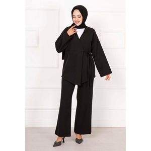 Ensemble 2 pièces pour femme en noir avec poche détaillée sur le côté - Product Image 5