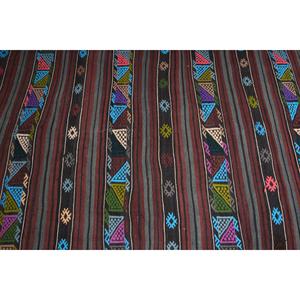 Tapis vintage 4x6,8 pieds, tapis turc, tapis marron et bleu à bords bordés - Product Image 4