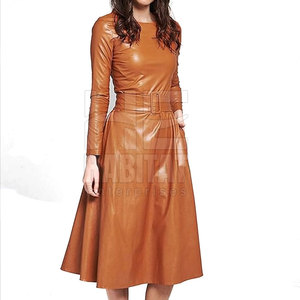 Vestido de cuero para mujer, más vendido, de manga larga, con cinturón moderno, en oferta. - Product Image 6