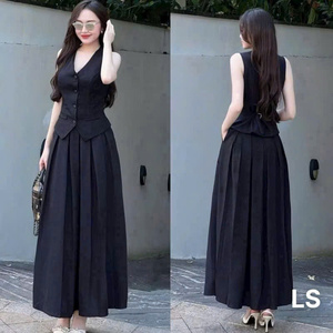 Ensemble deux pièces femme gilet tailleur et jupe plissée taille haute au-dessus du genou taille XL - Product Image 4