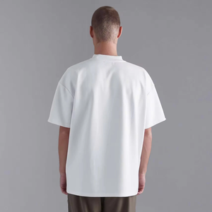 T-shirts unis col rond épaule tombante T-shirts pour hommes 100% coton biologique avec logo personnalisé et impression graphique - Product Image 2