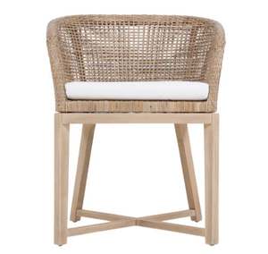 High Quality Modern <b>Dining</b> <b>Chair</b> Solid Teak Wood Frame with Woven Natural <b>Rattan</b> Includes Sunproof Cushion - Product Image 3
