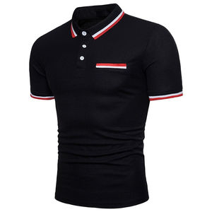 Polo de manga corta personalizado de alta calidad para hombre, ropa de punto bloqueada de Color con patrón sólido informal de verano - Product Image 3