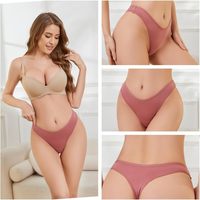 Tanga de Algodón y Spandex para Mujer, Diseño Sólido, Sexy, Suave, Elástica, Transpirable, Ecológica, Sin Costuras, de Talle Bajo