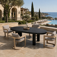 Ensemble de table et chaises de salle à manger d'extérieur en teck résistant aux intempéries, ensemble de fauteuils de patio pour hôtel et complexe hôtelier, OEM personnalisé