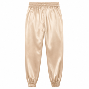 Pantalon de jogging en satin pour femme, taille haute élastique avec cordon de serrage, jambe fuselée, décontracté, loungewear, streetwear, brillant, été, ODM - Product Image 6