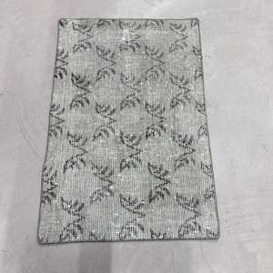 พรมตุรกีขนาด 1.8x2.7 ฟุต, พรมวินเทจ, พรมขนสัตว์สีเทาลายนามธรรม - Product Image 1