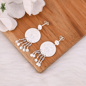 Pendientes Personalizados de Plata de Ley 925, Chapados en Plata, con Dijes Lisos, Joyería para Mujer, para Regalo - Product Image 4